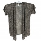 Jones New York Womens Open Front Cardigan Black White Knit Short Sleeve 1X