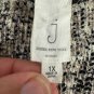 Jones New York Womens Open Front Cardigan Black White Knit Short Sleeve 1X