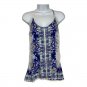 Blue & White Boho Print Womens Sleeveless Halter Top XS Lightweight