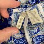 Blue & White Boho Print Womens Sleeveless Halter Top XS Lightweight