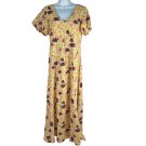 Mason & Belle Womens Floral Maxi Dress Size M Yellow Rayon Short Sleeve Back Cut