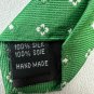 Tattersall Green Silk Tie With White Clover Pattern