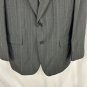 Towncraft Pinstripe Mens Suit Jacket 44L Classic Fit Black Gray 2 Button Blazer