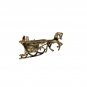 Vintage Gold-Tone Sleigh & Horse Brooch With Red Enamel Accents