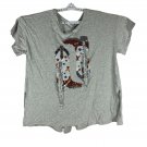 Blue B Collection Heather Grey Sequin Boot Graphic Womens Tee Shirt Size M