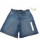Free Assembly Womens Light Blue Belted Bermuda Jean Shorts Size 0 Cotton Blend