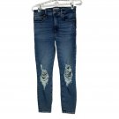 Good American Womens Good Waist Crop Skinny High Rise Ripped Jeans Size 25 Blue