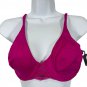BeMe New York Womens Demi Bra Size 36C Fuchsia Lace Underwire Adjustable Straps