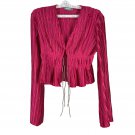 Blue B Collection Ruffled Pleated Pink Long Sleeve Blouse Blue B - Size Large