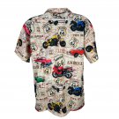 Hawaiian Apparel Route 66 Themed Button-Up Shirt 2X Beige 100% Polyester