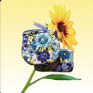 2 Vera Bradley Zip ID Case Blueberry Blooms Blue White Floral Mini Pouch Wallet