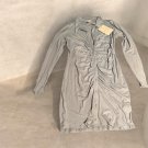 Birch and Stone Blue Ruched Button-Front Collared Long Sleeve Shirt Dress S