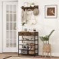 Coat Rack Shoe Stand Set 5-Tier Shoe Rack with Wall-Mounted Coat Hanger-Brown -