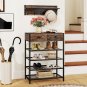 Coat Rack Shoe Stand Set 5-Tier Shoe Rack with Wall-Mounted Coat Hanger-Brown -