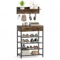 Coat Rack Shoe Stand Set 5-Tier Shoe Rack with Wall-Mounted Coat Hanger-Brown -