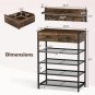 Coat Rack Shoe Stand Set 5-Tier Shoe Rack with Wall-Mounted Coat Hanger-Brown -