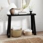 Solid Rubber Wood Console Table 43inch Narrow Entryway Table with Thick Tabletop