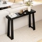 Solid Rubber Wood Console Table 43inch Narrow Entryway Table with Thick Tabletop