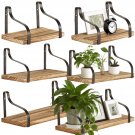 3 Piece Rustic Wood Floating Wall Shelves Brown Metal Brackets Home Decor 3 Piece Rustic Wood Floating Wall Shelves Brown Metal Brackets Home Decor