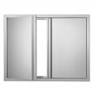 BBQ Access Door, 31W x 24H Inch Double Outdoor Kitchen Door, Stainless Steel Fl