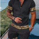 2-Piece Men’s Casual Summer Outfit Set – Retro Geometric Pattern
