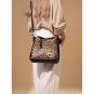 Leopard Print Women's Shoulder Bag with Black Trim