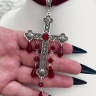 Goth Big Cross Necklace Vampire Choker Pendant NOT BROKEN