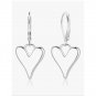 Sterling Silver Heart Drop Earrings - Silver
