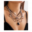 Layered Black Heart Pendant Choker Necklace - Women Jewelry Layered Black Heart Pendant Choker Necklace - Women Jewelry
