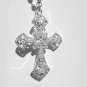 Gothic Punk Cross Pendant Necklace Pearl Rhinestone NOT BROKEN NOT DAMAGED