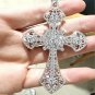 Gothic Punk Cross Pendant Necklace Pearl Rhinestone NOT BROKEN NOT DAMAGED
