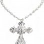 Gothic Punk Cross Pendant Necklace Pearl Rhinestone NOT BROKEN NOT DAMAGED