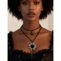 Black Beaded Moon & Sun Pendant Layered Necklace - Unbranded