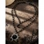 Black Beaded Moon & Sun Pendant Layered Necklace - Unbranded