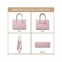 Pink Patterned Women's Satchel Handbag Set