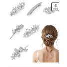 Silver Rhinestone Pearl Hair Clips - 6 Pack Silver Rhinestone Pearl Hair Clips - 6 Pack