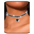 Elegant Black Rhinestone Heart Choker Necklace - Women Jewelry Elegant Black Rhinestone Heart Choker Necklace - Women Jewelry