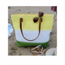 Woven Striped Tote Bag in Yellow, White & Green