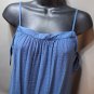 MINE Womens Small Blue Boho Cami Top Side Tie Sleeveless Crochet Lace Hem Blouse