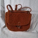 A New Day BROWN fuzzy teddy Mini Crossbody Bag GOLD Hardware Perfect Autumn Bag