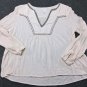 H&M Embroidered Boho Peasant Blouse White V-Neck Tunic Size 12 Clean Girl
