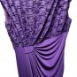 Connected Apparel Plum Purple Sequin Lace Faux Wrap Sheath Dress Size 10
