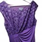 Connected Apparel Plum Purple Sequin Lace Faux Wrap Sheath Dress Size 10