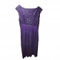 Connected Apparel Plum Purple Sequin Lace Faux Wrap Sheath Dress Size 10