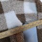 Brown White Buffalo Plaid Cropped Sherpa Half Zip Sweatshirt Teddy Bear Fleece L