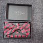 R Classics London Bow Tie Set Red and Black Diamond Pattern Cuff Links Pocket Sq