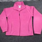 Columbia Embroidered Logo Full Zip Pink Fleece Jacket YOUTH Size 18-20