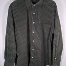 St. John's Bay Men's Forest Green Striped 80’s 2-Ply 100% Cotton Shirt Large