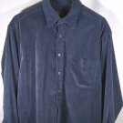 Basic Options Men's Blue Corduroy Long Sleeve Button Up Shirt Size Medium