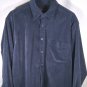 Basic Options Men's Blue Corduroy Long Sleeve Button Up Shirt Size Medium